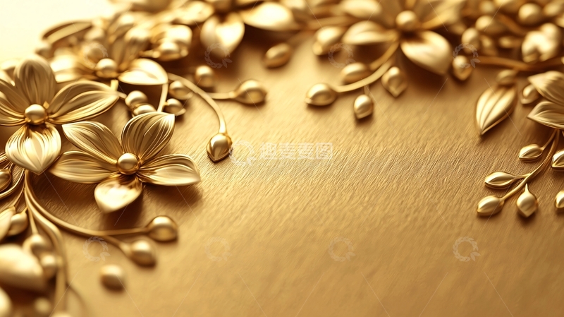 高清大图下载【趣麦麦图】金色花朵背景