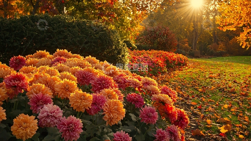 高清大图下载【趣麦麦图】秋日花园菊花盛开