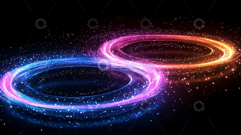 高清大图下载【趣麦麦图】蓝色橙色光环交织闪耀