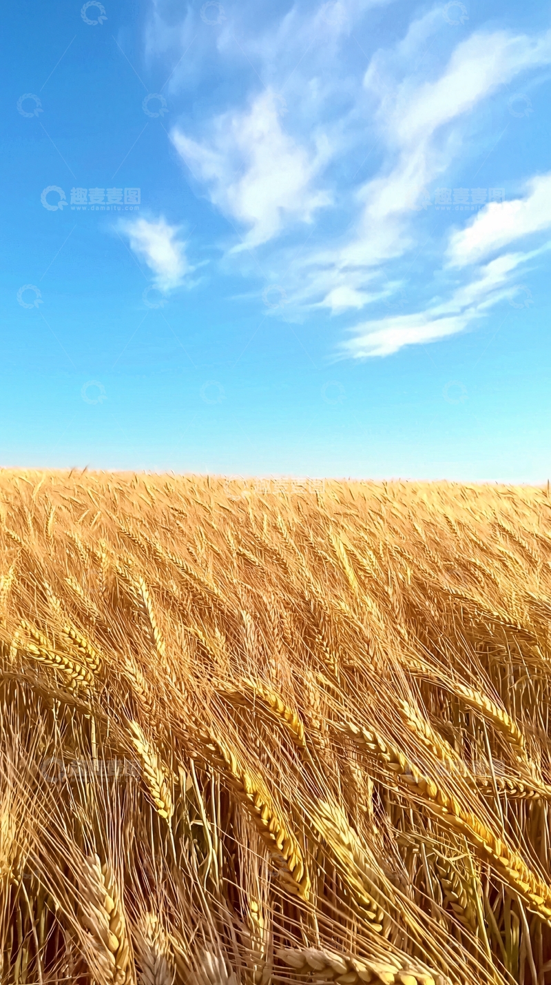 高清大图下载【趣麦麦图】金黄麦田蓝天白云
