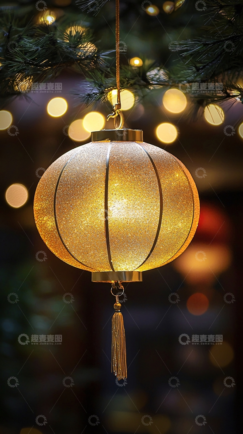 高清大图下载【趣麦麦图】金色圆形灯笼