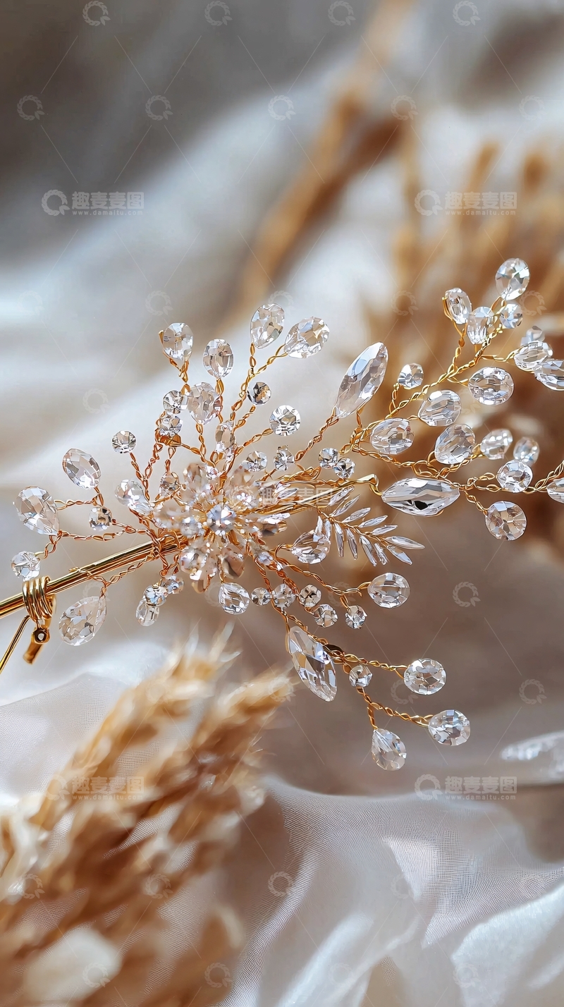 高清大图下载【趣麦麦图】金色水晶发饰
