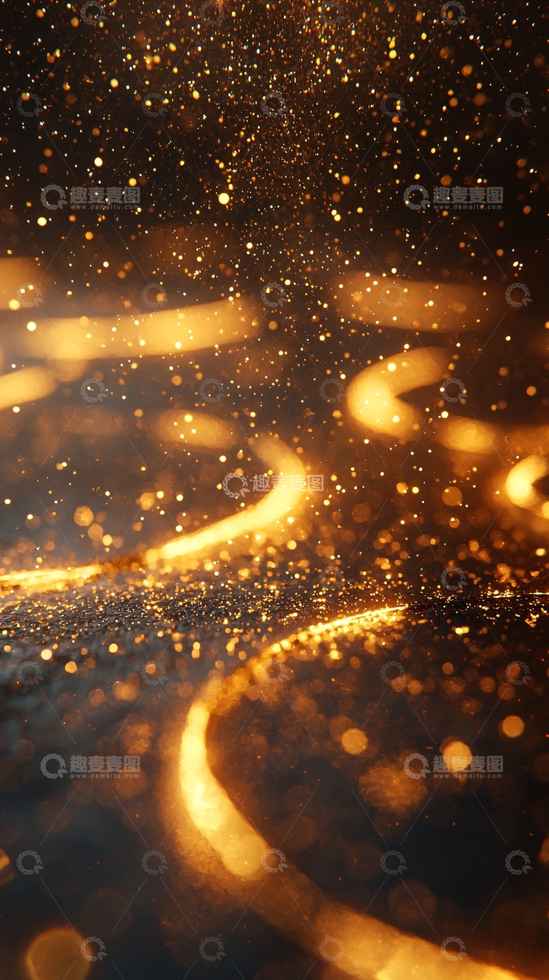 高清大图下载【趣麦麦图】金色闪耀流动光线背景