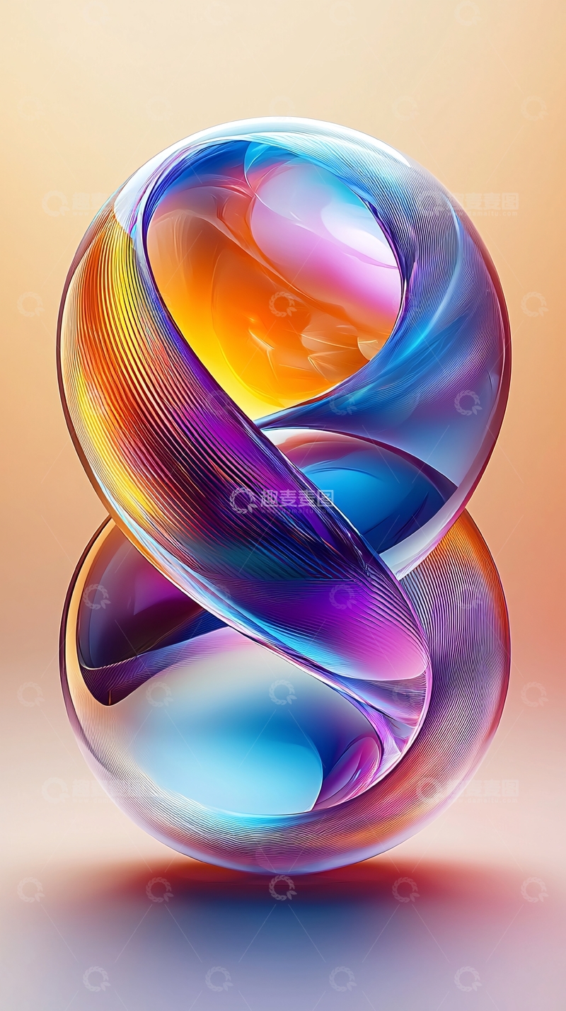高清大图下载【趣麦麦图】彩色缠绕玻璃球体