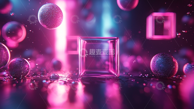 高清大图下载【趣麦麦图】粉色和蓝色光芒的抽象背景