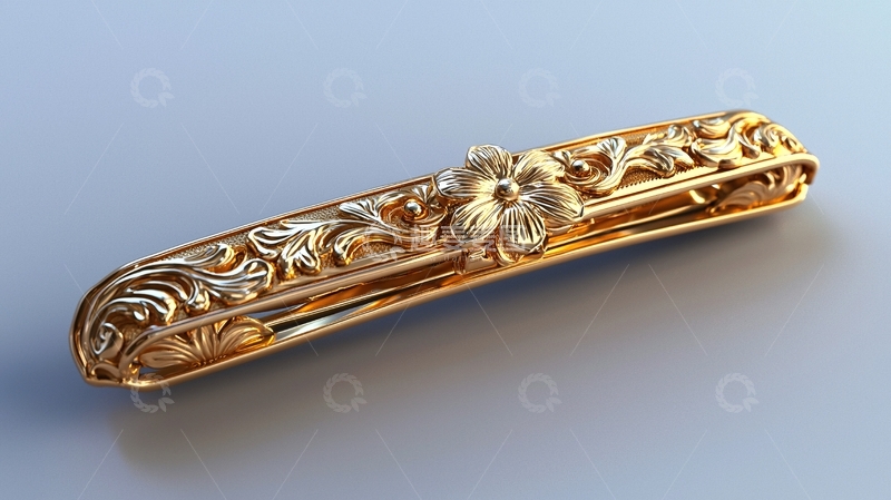 高清大图下载【趣麦麦图】金色复古花卉发夹