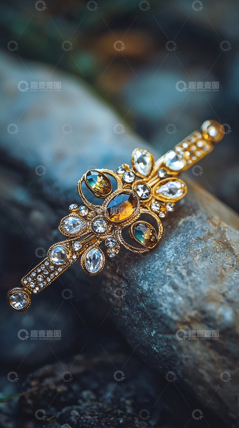 高清大图下载【趣麦麦图】金色宝石发饰