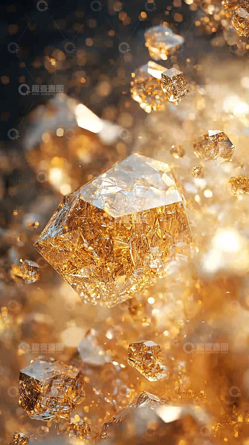 高清大图下载【趣麦麦图】金色闪耀的晶体悬浮