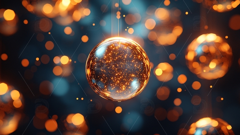 高清大图下载【趣麦麦图】金色闪耀的节日氛围球