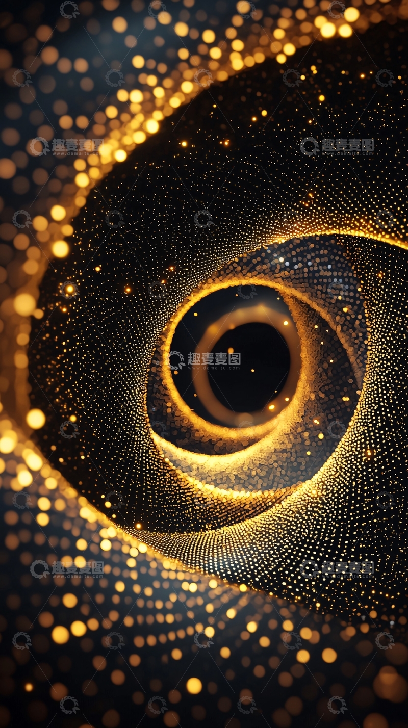 高清大图下载【趣麦麦图】金色光点组成的漩涡