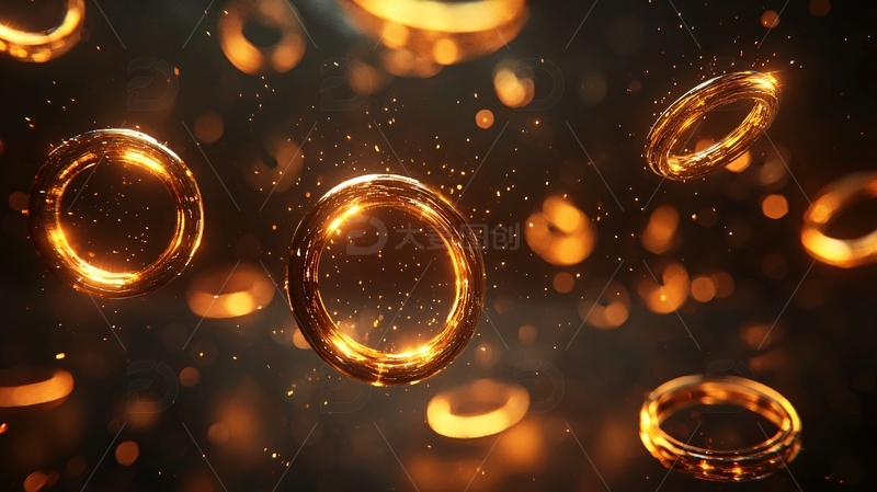 高清大图下载【趣麦麦图】金色光环漂浮闪耀