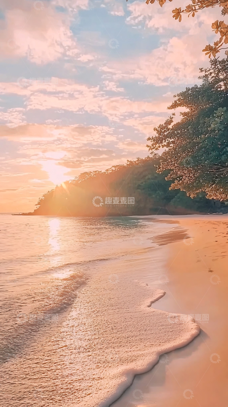 高清大图下载【趣麦麦图】日落海滩
