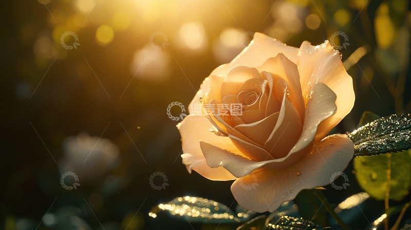 高清大图下载【趣麦麦图】金色阳光下的玫瑰花