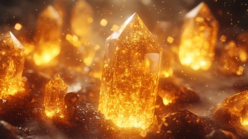 发光的橙色水晶簇