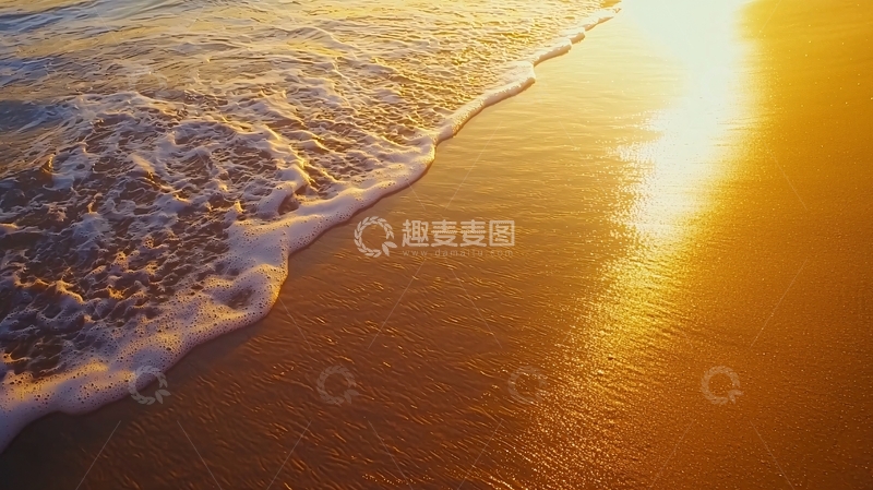高清大图下载【趣麦麦图】日落海滩浪花