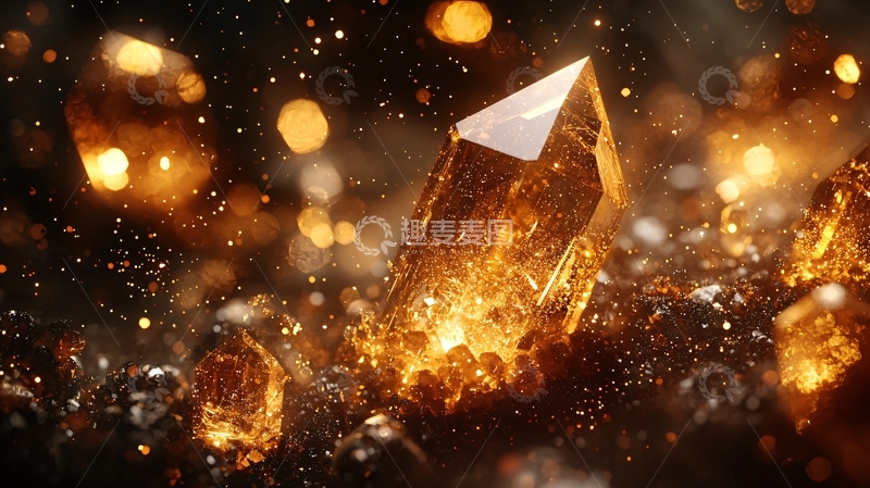 高清大图下载【趣麦麦图】闪耀的金色水晶