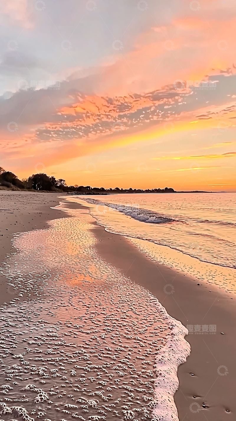 高清大图下载【趣麦麦图】温柔海滩日落