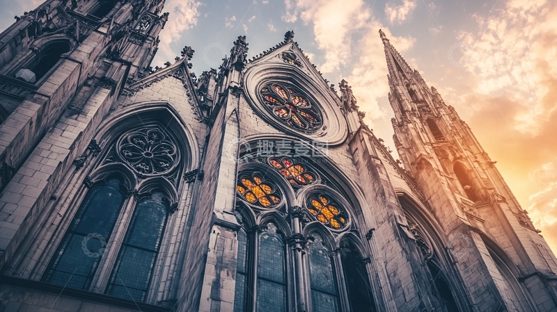 高清大图下载【趣麦麦图】哥特式建筑仰视角度