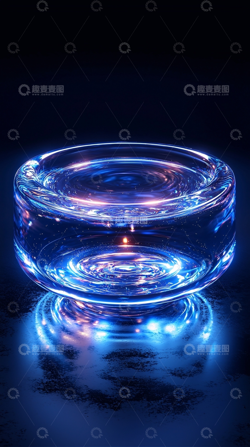 高清大图下载【趣麦麦图】闪耀蓝色光芒的玻璃器皿