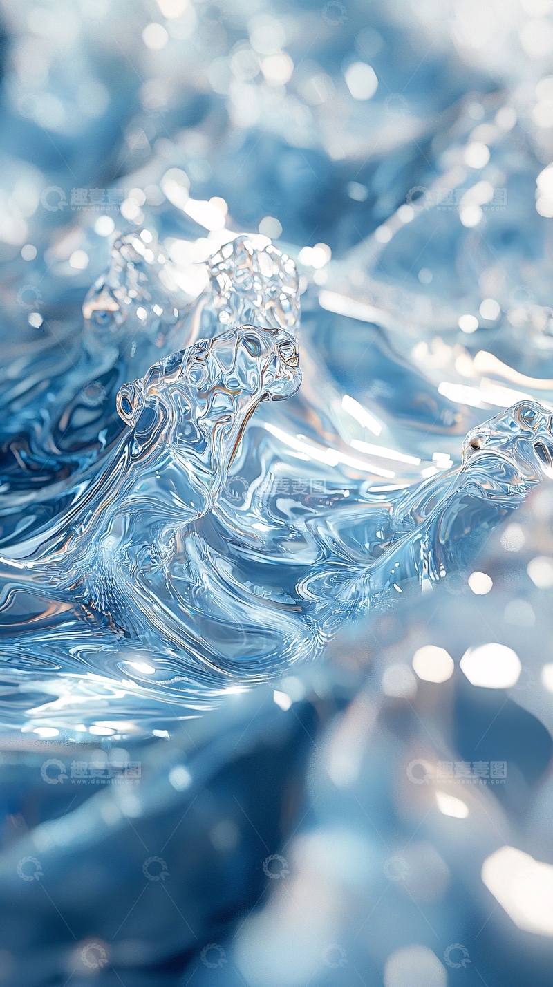 高清大图下载【趣麦麦图】清澈透明的蓝色水波纹