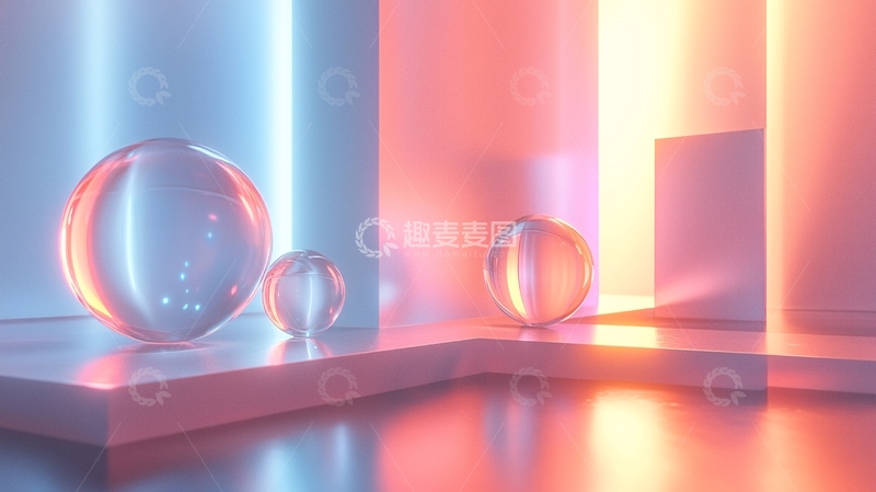 高清大图下载【趣麦麦图】蓝色粉色光照下的球体