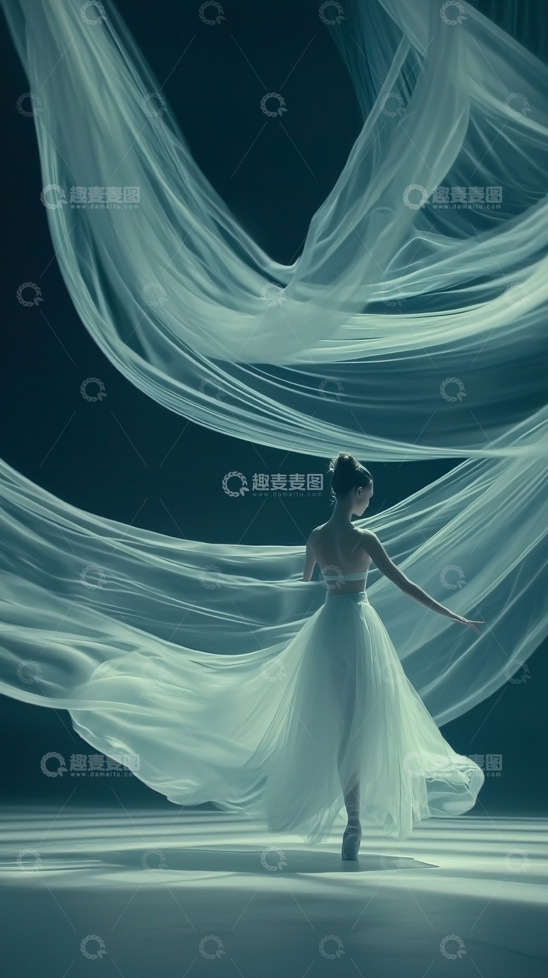 高清大图下载【趣麦麦图】芭蕾舞者轻纱飘逸