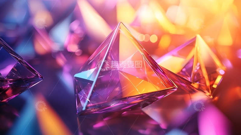 高清大图下载【趣麦麦图】彩色晶体几何图形