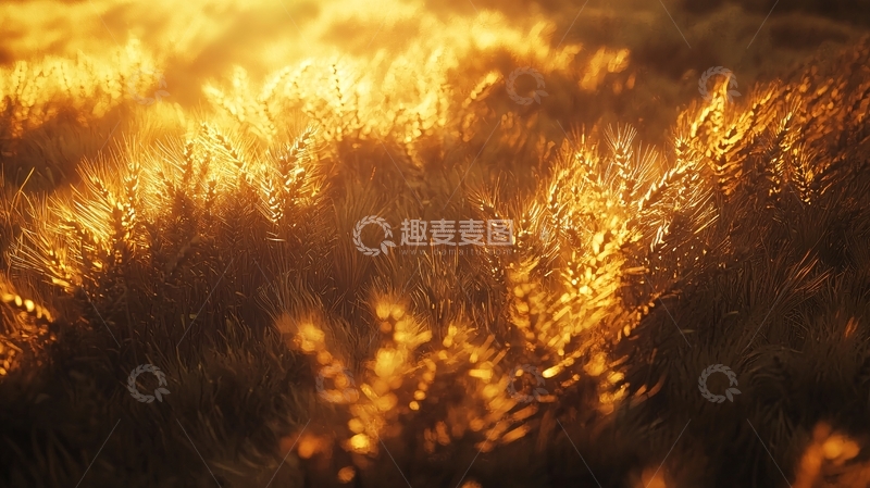高清大图下载【趣麦麦图】金色麦田夕阳余晖