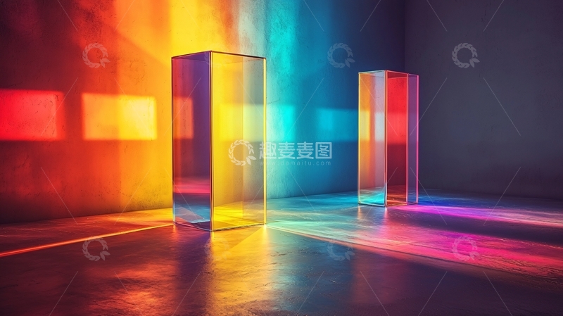 高清大图下载【趣麦麦图】光线穿透棱镜形成彩虹