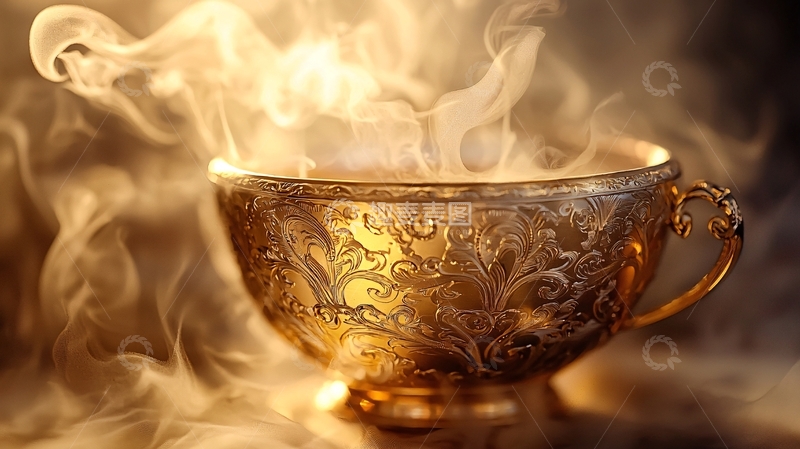 高清大图下载【趣麦麦图】金色茶杯