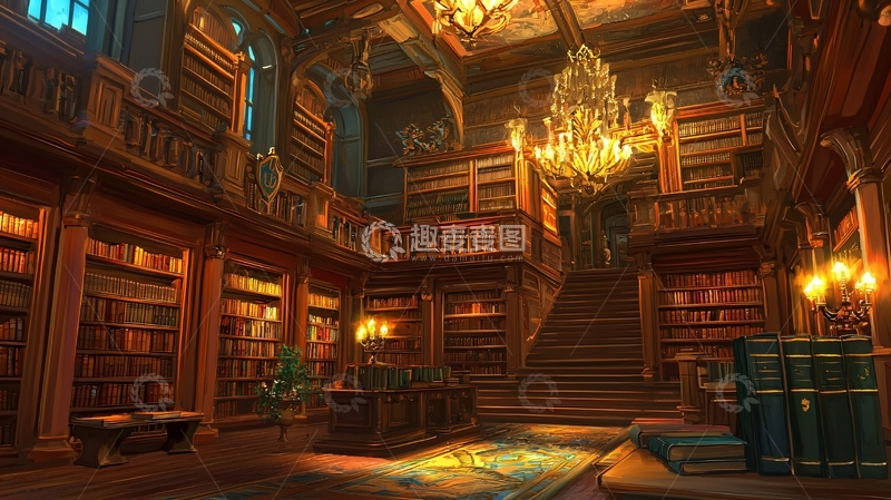 高清大图下载【趣麦麦图】华丽复古的欧式图书馆