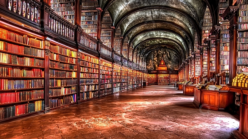 高清大图下载【趣麦麦图】古老图书馆长廊
