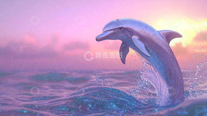 高清大图下载【趣麦麦图】海豚跃出海面