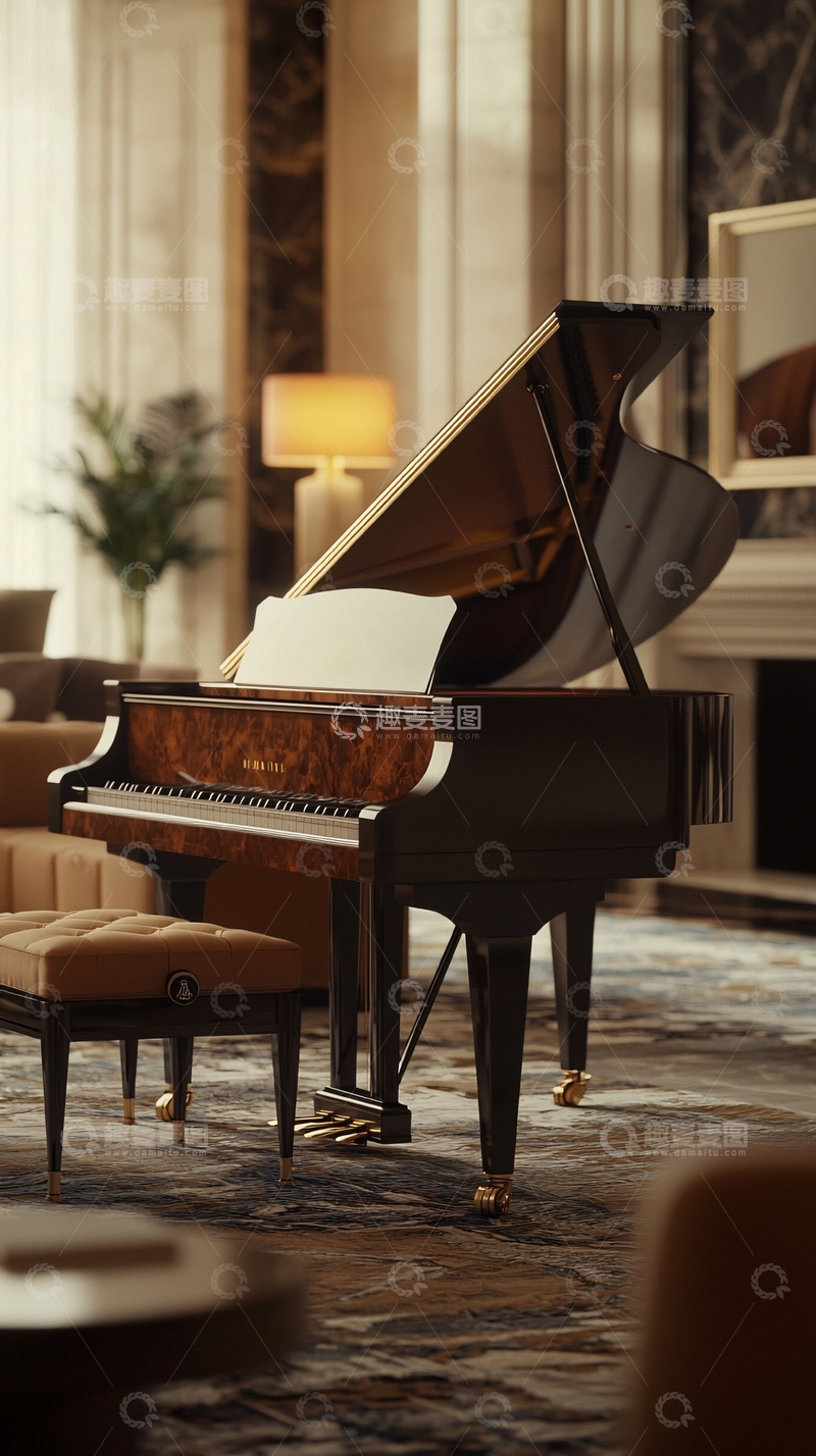 高清大图下载【趣麦麦图】高端大气钢琴家居环境
