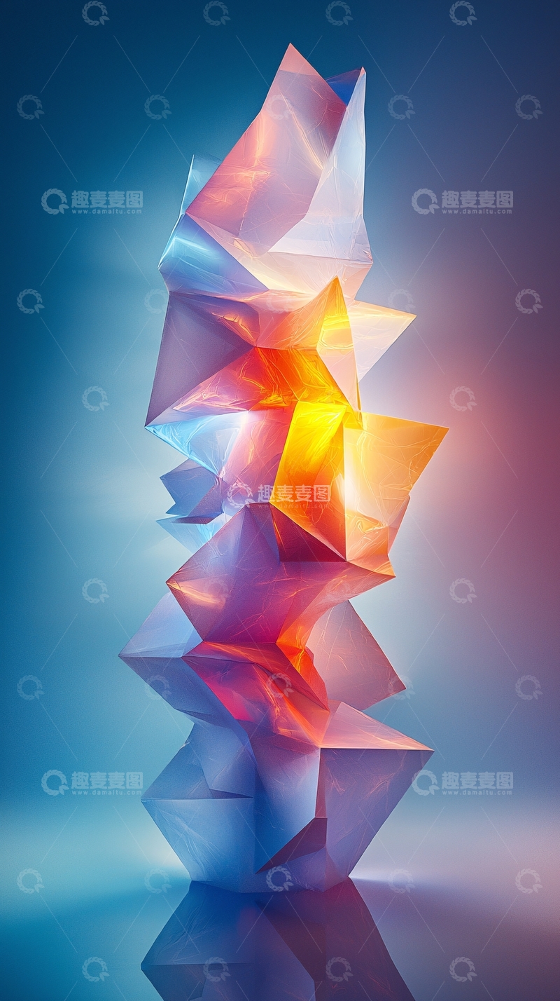 高清大图下载【趣麦麦图】晶体堆叠发光体