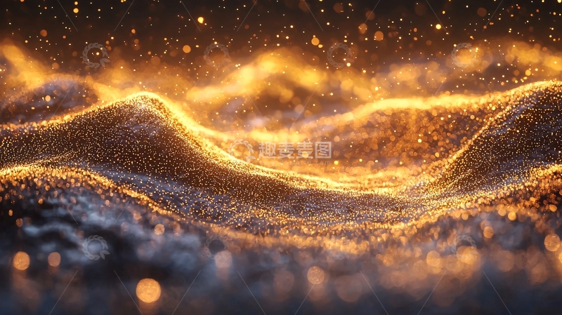 高清大图下载【趣麦麦图】金色粒子波浪