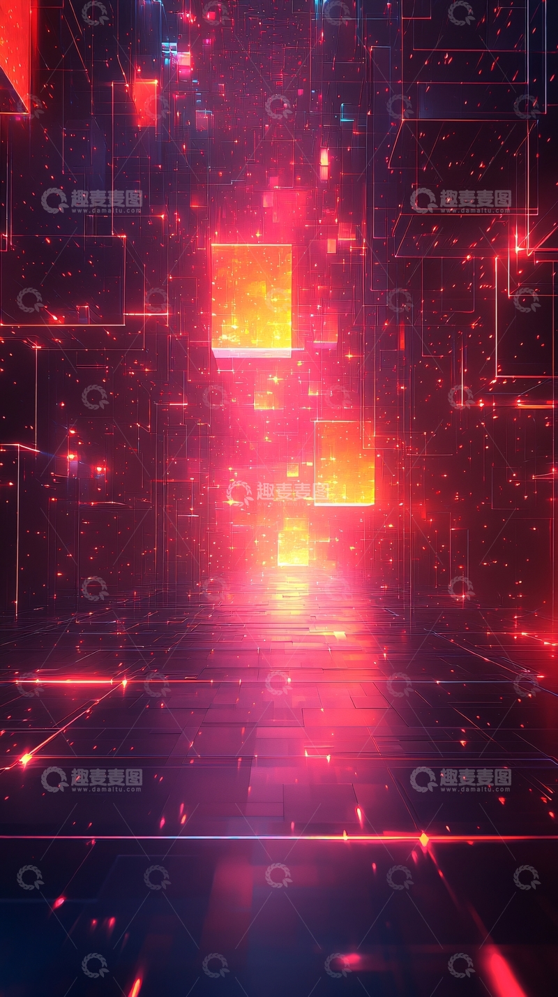 高清大图下载【趣麦麦图】红色科幻空间