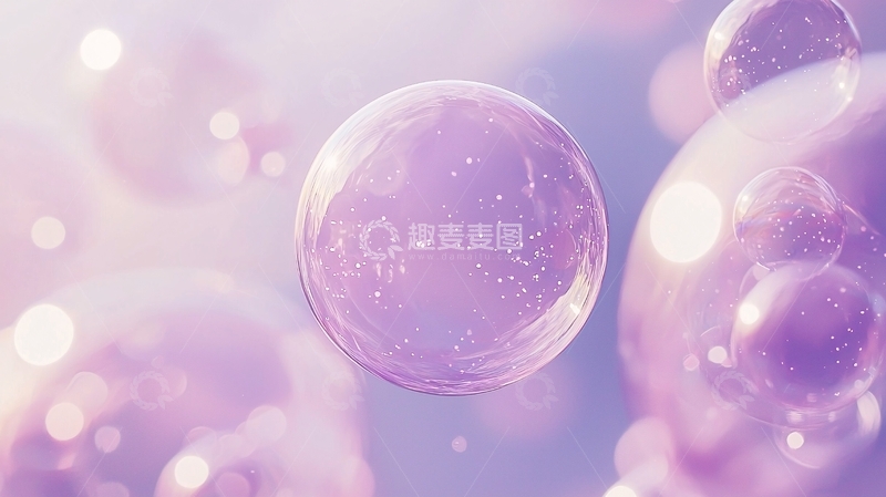 高清大图下载【趣麦麦图】梦幻紫色泡泡背景