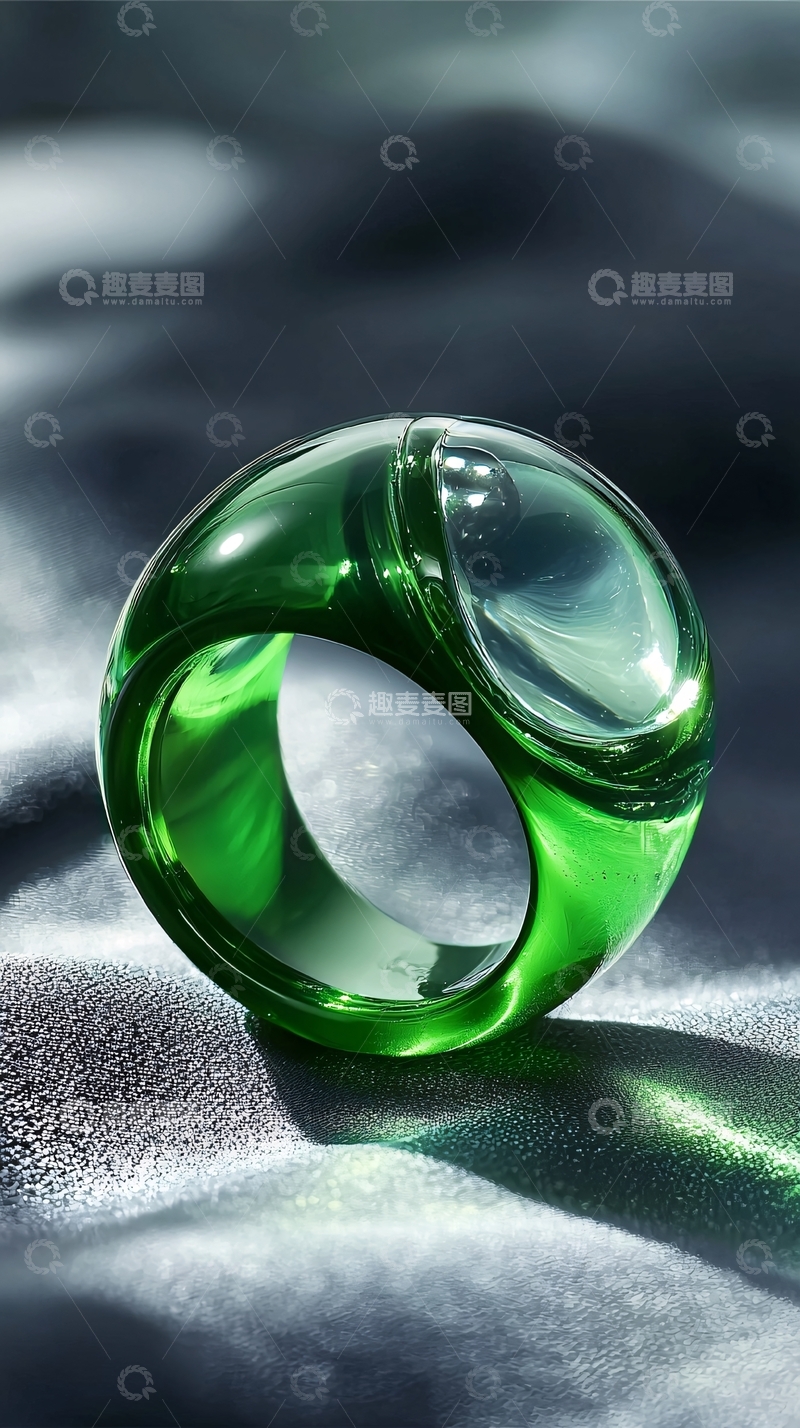 高清大图下载【趣麦麦图】-祖母绿玻璃戒指