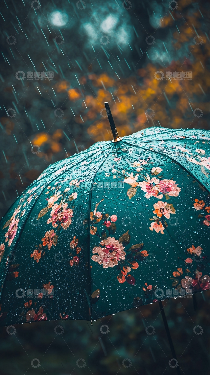 高清大图下载【趣麦麦图】雨中花伞