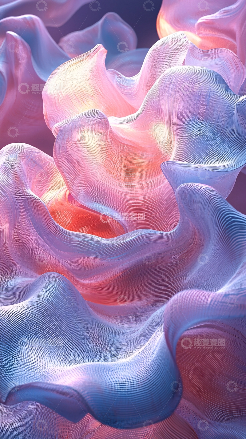 高清大图下载【趣麦麦图】抽象粉紫色流动曲线