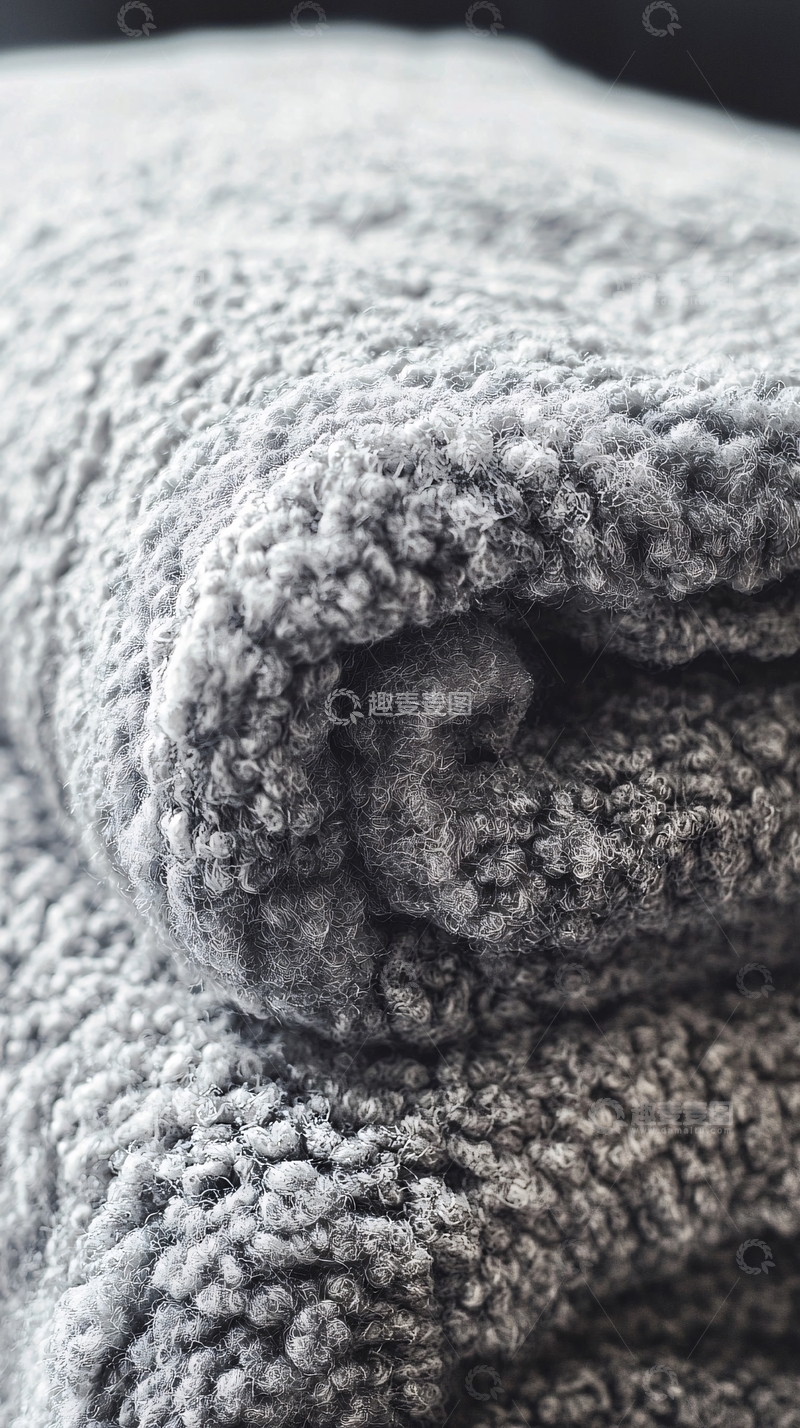 高清大图下载【趣麦麦图】灰色羊羔绒毯