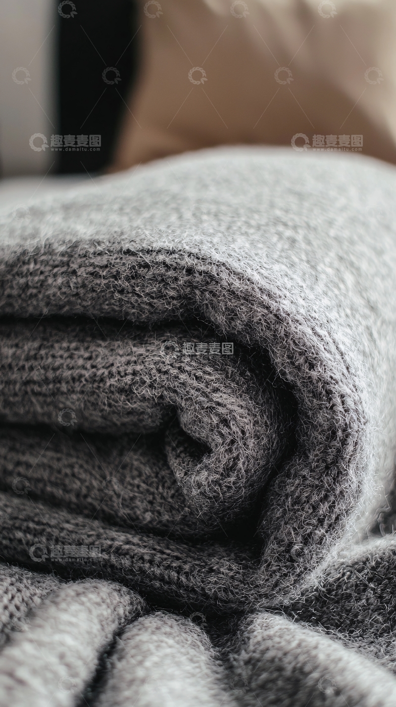 高清大图下载【趣麦麦图】灰色毛毯特写