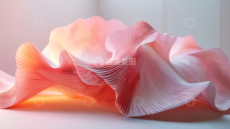 高清大图下载【趣麦麦图】粉色褶皱抽象雕塑