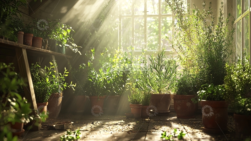 高清大图下载【趣麦麦图】阳光洒进植物房