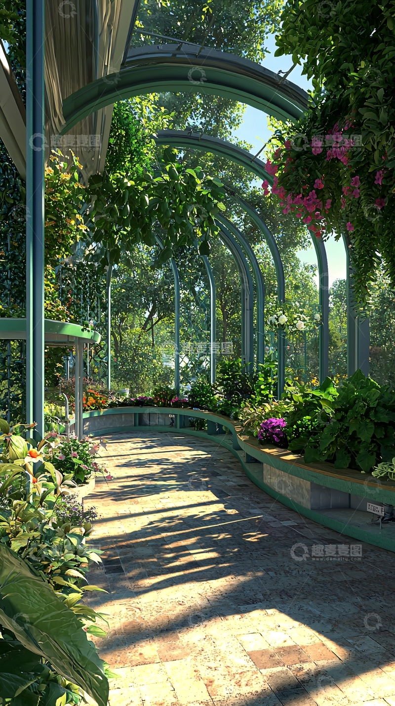 高清大图下载【趣麦麦图】绿植环绕的玻璃阳光房