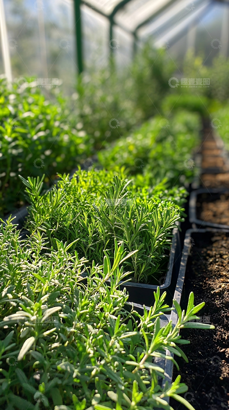 高清大图下载【趣麦麦图】温室种植的各种香草