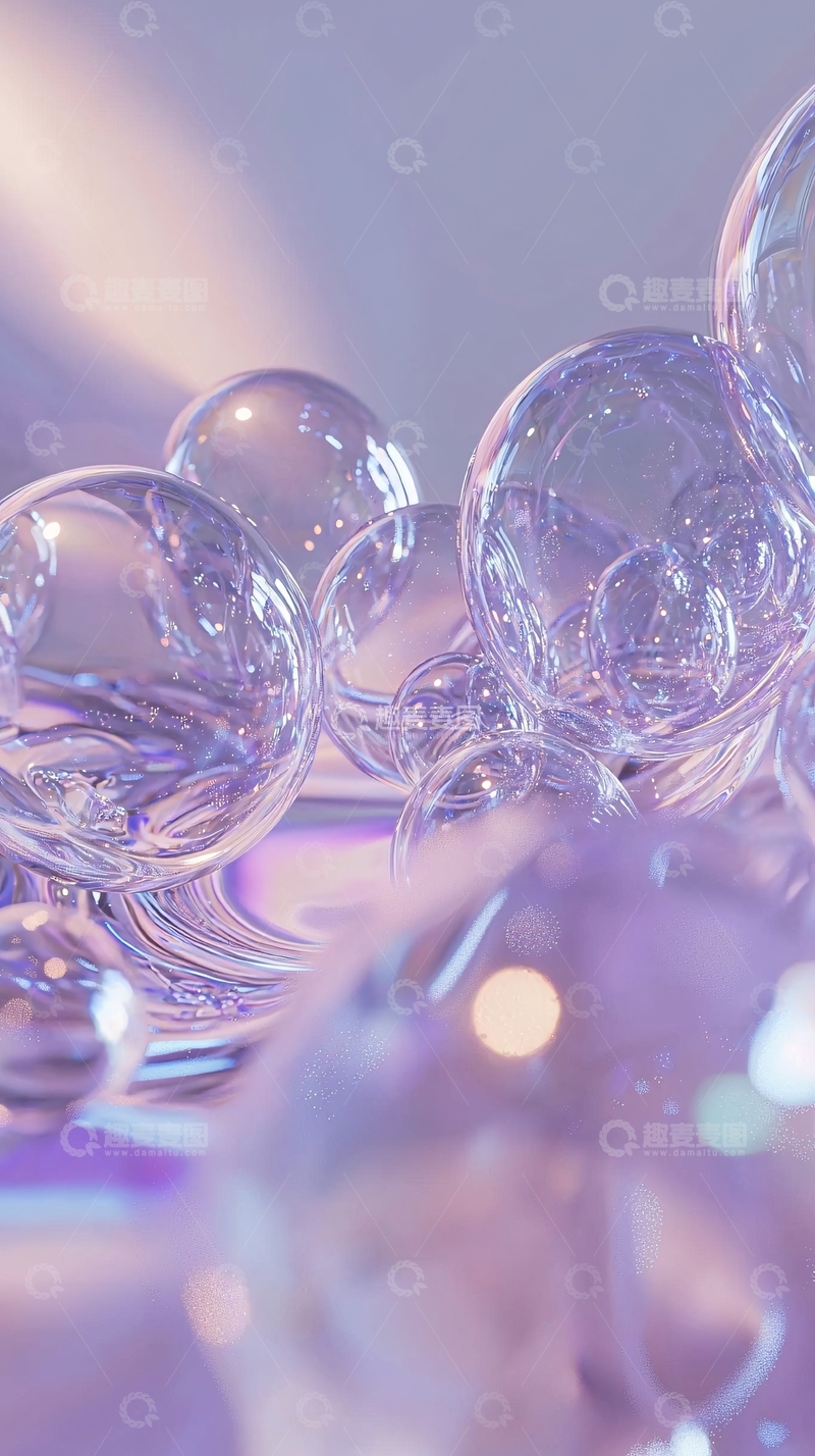 高清大图下载【趣麦麦图】梦幻紫色玻璃泡泡