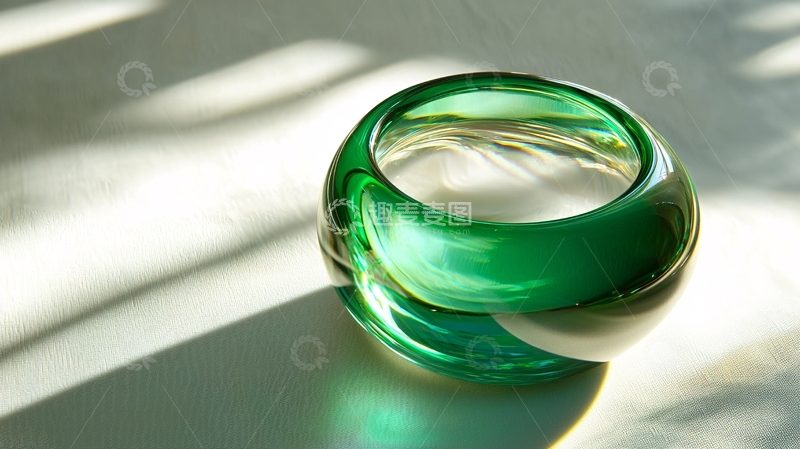 高清大图下载【趣麦麦图】光影下的绿色玻璃器皿