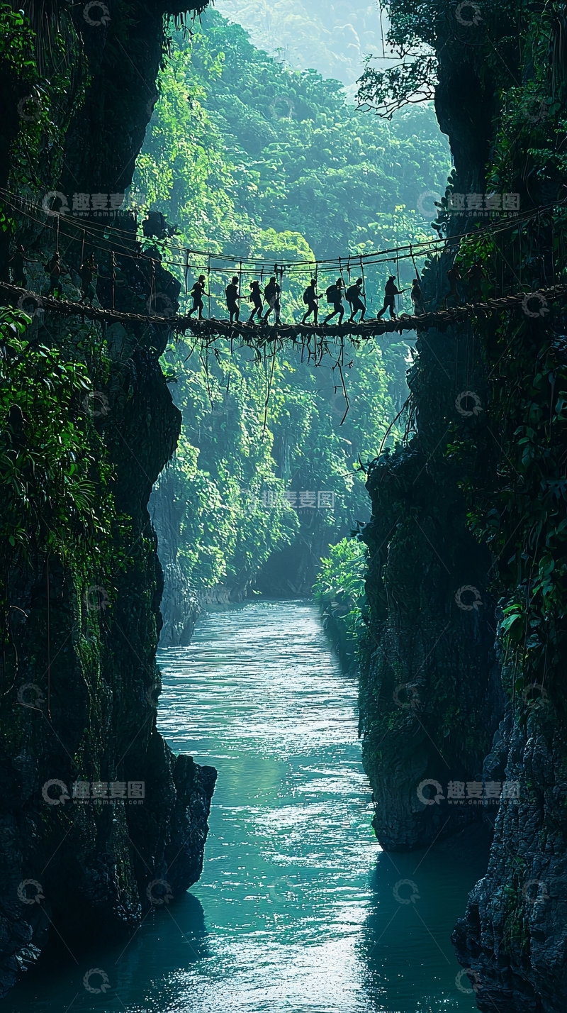 高清大图下载【趣麦麦图】原始森林栈桥